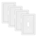 4 Pack White Decorative Single Toggle Light Switch Cover Plate - size: 1 Gang Single Toggle