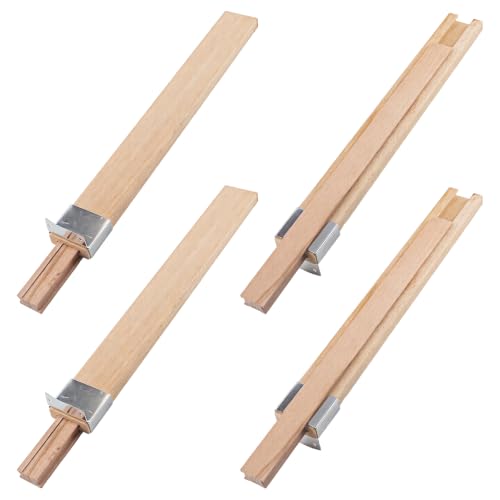 4 Pack Wooden Drawer Slides Bottom Mount Classic Center Guide Track with Metal Slide Glides Traditional Wood Drawer Rails for Dresser Replacement(16 Inches)
