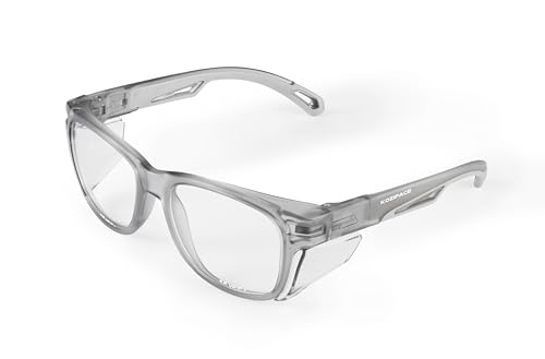 KOZIFACE E52 Anti-Fog Safety Glasses, ANSI Z87.1 Eye Protection with Side Shields, Clear Lens, Lightweight for Work, Lab DIY - color: Grey