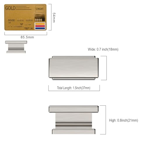 Amerdeco 10 Pack Brushed Satin Nickel Cabinet Handles - 1.46" - color: Brushed Satin Nickel, size: 1.46"/37MM