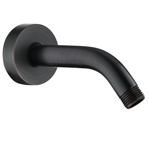 BRIGHT SHOWERS Brass Shower Arm with Flange 6 Inch Wall Mounted Shower Pipe Arm Extension for Fixed Shower Head and Handheld Showerhead, Oil-Rubbed Bronze - color: Oil Rubbed Bronze, style: Basic 6 Inch
