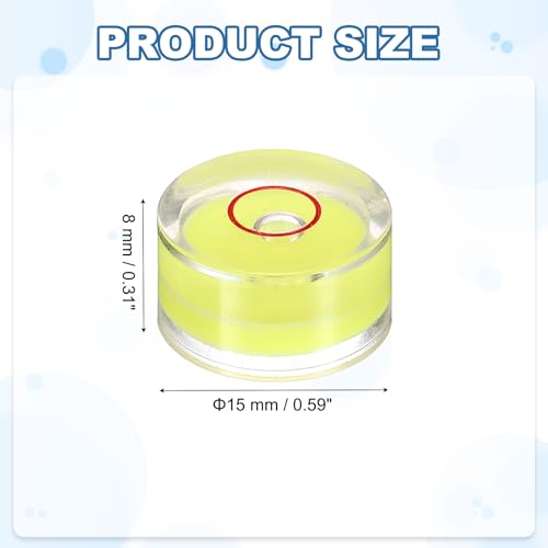 HARFINGTON 8pcs Circular Bubble Spirit Level 15x8mm Mini Round Bubble Spirit Level Little Measuring Layout Tools for TV Industrial Carpentry Picture Frame, Yellow/Red - color: Yellow/Red, size: 15x8mm
