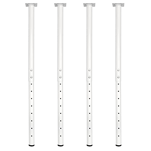 QLLY 24-40 inch Adjustable Metal Table Legs, Heavy Duty DIY Desk Legs with Leveling Feet, Set of 4, White for Home Office, Desk, Countertop, Kitchen Table - color: White