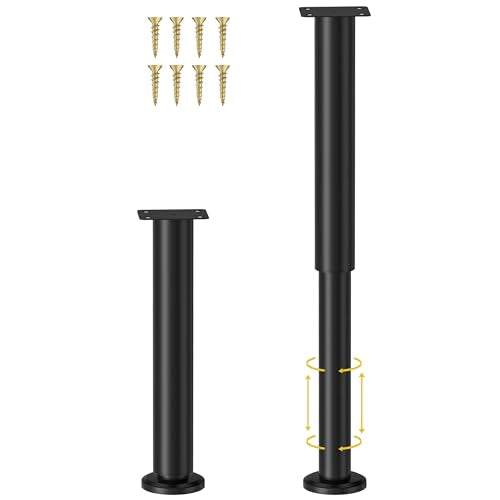 Wlrrcwdttc 2 Pcs Adjustable Height Bed Support Legs for Bed Frame/Bed Center Slat, Metal Adjustable Furniture Legs 10-17 inch for Bed/Sofa/Cabinet/Couch/Dresser/Table,Heavy Duty Bed Replacement Legs - size: 10-17 inch (2pcs)