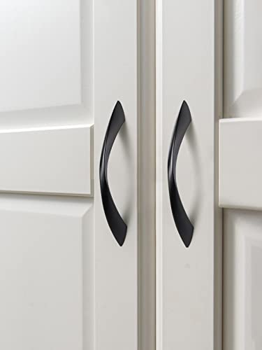 Black Cabinet Pulls 3-3/4 Inch Arch Twisted Matte Black Handles Drawer Kitchen Cupboard Bathroom Dresser Cabinet Hardware Zinc Alloy 10 Pack - color: Black, size: 3.75 inch Hole Centers