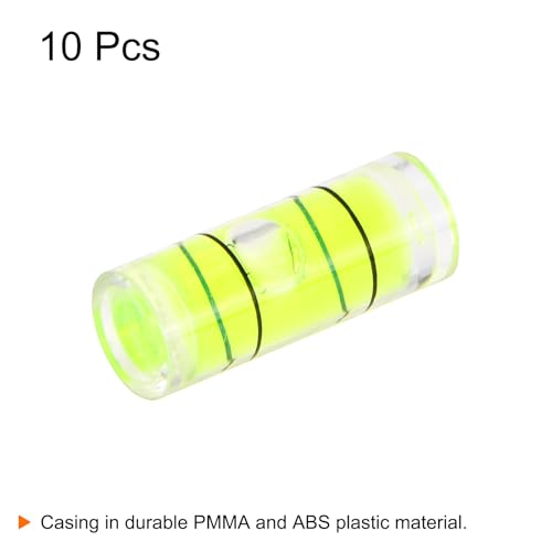 HARFINGTON 10pcs Small Cylindrical Bubble Level Vials 7x18mm PMMA Mini Horizontal Bubble Spirit Level Measuring Layout Tools for RV TV Picture Frame Hanging Tool Leveler - size: 7x18mm