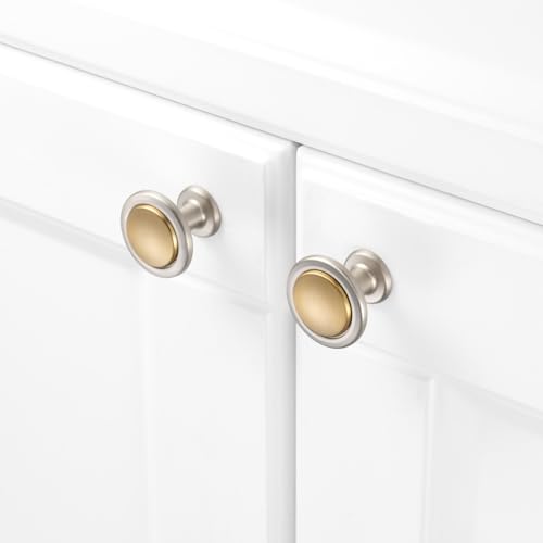 KOOFIZO 10 Pack Gold & Nickel Cabinet Knobs Round Single Hole Pulls 1960s - color: Brushed Gold + Brushed Nickel, size: Knob 1 - 10Pcs, style: Round