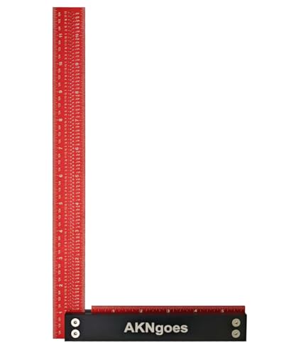 Precision Woodworking Square Ruler for Measuring and Marking, Square Ruler with Support Lip, Self Standing for Quick Measurement, Framing Tool for Professional Carpentry Use - 12 Inch