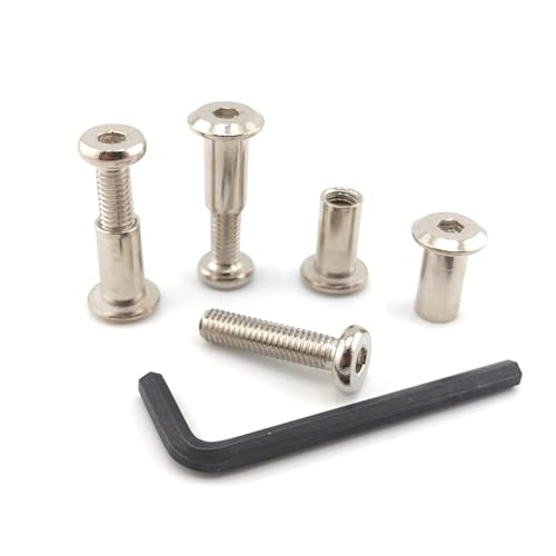 M6 x 1-1/4" Hex Drive Socket Cap Bolts Screws Kit,ALLOYPRO 30-Sets Binding Post Screws Socket Cover Connecting Bolt Fixing Post Screw for Furniture Chair Crib Table Cabinets,M6x30mm - color: Silver, size: Silver-M6*30mm-30sets