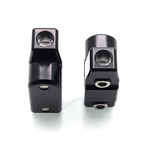 MZS Motorcycle Handlebar Mirror Mount Clamp, Aluminum 7/8 Handlebar Clamps 10MM Thread Holder Black for Motorbike Street Bike ATV Snowmobile Scooter Moped
