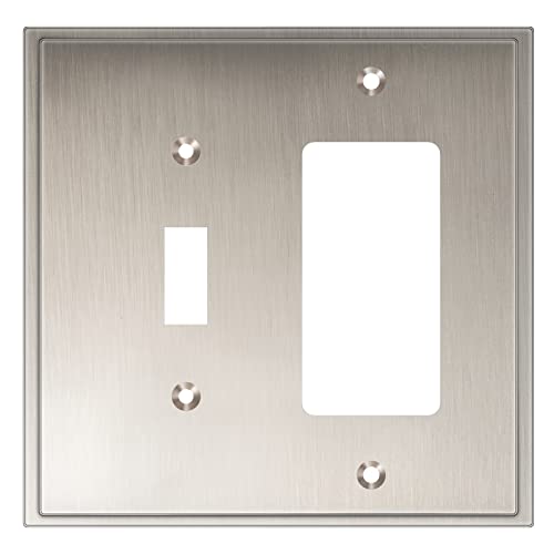 Henne Bery Soft Modern Decorative Wall Plate Switch Plate Outlet Cover (Toggle/Decorator, Satin Nickel) - style: Toggle/Decorator