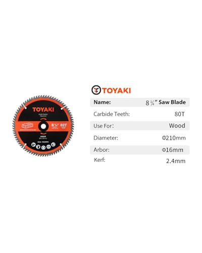 8-1/4-Inch Miter Saw Blade, 80-Tooth Ultra-Fine Finish Professional Woodworking Saw Blade for Miter Saws Table Saws and Circular Saws, Arbor 5/8-inch(16mm) - size: 8-1/4"_80T_arbor(16mm)