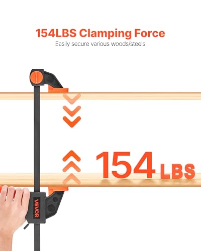 VEVOR Bar Clamps for Woodworking, 2-Pack 12 inch and 2-Pack 6 inch, One-Handed Clamp/Spreader, Quick-Grip F-Clamp with 154 lbs Load Limit, Premium Plastic and Steel, for Woodworking Metal working - size: 12"(4 Pack), style: Quick Grip