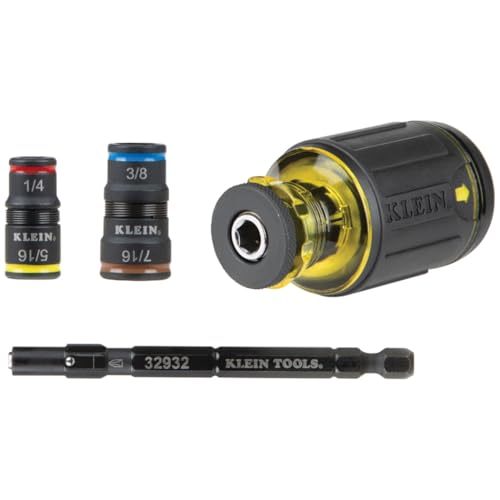 Klein Tools 32308HD Impact Driver Set, 12-in-1 Stubby Screwdriver Set, 2 Hex Flip Sockets, 7 Bits, 1/4-Inch Bit Holding Feature - style: Heavy Duty