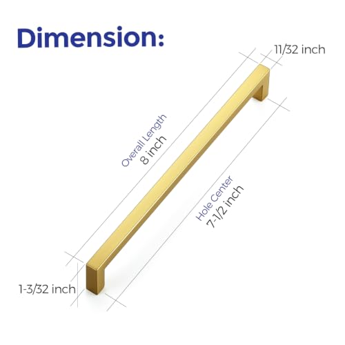 Ravinte Gold Cabinet Handles Solid Cabinet Pulls, 7-1/2 Inch CC, 10 Pack - color: Gold, size: Flat Black 7-1/2'' Hole Center