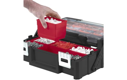 18" Cantilever Tool Box Organizer, Heavy-Duty Tool Storage Box - color: Black/Red, size: Cantilever