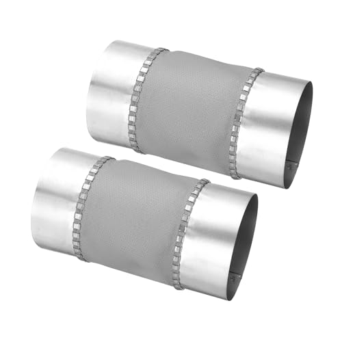 Flexible Duct Connector 4" Galvanized Steel Male Fit Silver 2Pcs - size: 4 Inch