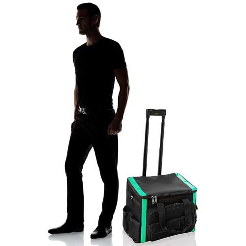 Amazon Basics Tool Storage Rolling Bag with LED Light, 20 Pockets, Adjustable Shoulder Strap, Black - size: Rolling Bag