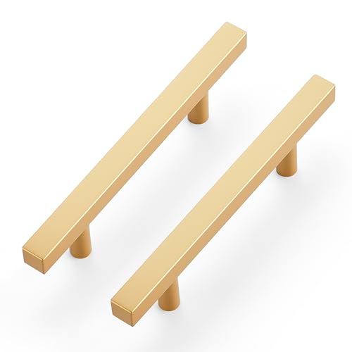 Ravinte Champagne Gold Handles Square Cabinet Hardware 3 Inch 10 Pack - size: 3" Hole Center