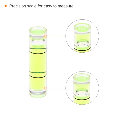HARFINGTON 6pcs Small Cylindrical Bubble Level Vials 6x24mm PMMA Mini Horizontal Bubble Spirit Level Measuring Layout Tools for RV TV Picture Frame Hanging Tool Leveler - size: 6x24mm