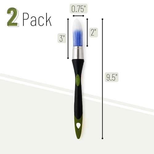 Bates- Trim Paint Brush, 2 pcs, 0.75 Inch, Black & Green Handle, Trim Brushes for Painting - color: Green-black, size: 0.75 inch, 2 Pack