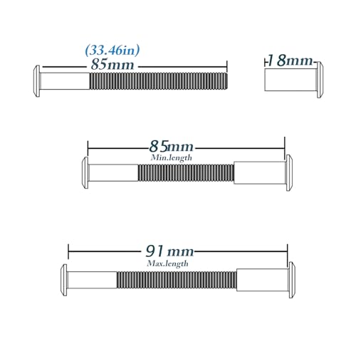 80mm M6 Furniture Joint Connector Bolt & Cap Nut Kit 10pcs - size: 80mm (10pcs)