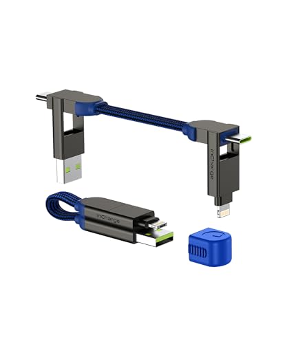 Rolling Square, inCharge X, Multi Charging Cable, Portable Keychain 6-in-1 with 100W Ultra-Fast Charging Power, Sapphire Blue, Multi Charger - color: Sapphire Blue