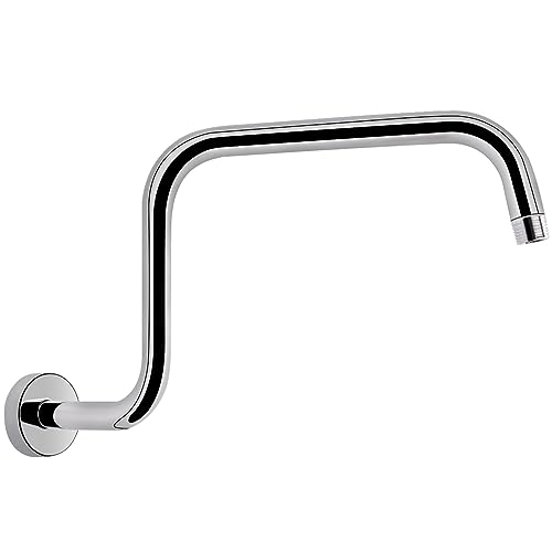 S Shaped Shower Arm, High Rise Shower Head Extension Pipe Standard 1/2" Connection with Flange, Awesome Shower Experience-Stainless Steel Bathroom Accessory(16 Inch Z-S Shape, Chrome Finish) - color: Chrome Finish, style: 16" Z Shape