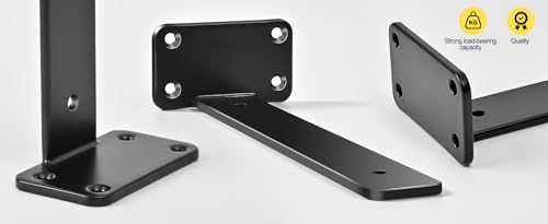 4 Pack - 4 inch Black Hidden L Shelf Bracket (1/5 Inch Thicked) Iron Floating Shelf Brackets Rustic Industrial Metal Brackets for Shelf Support - size: 4 Inch, style: Black 4 Pack