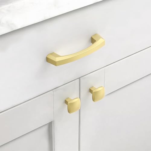 Asidrama 10 Pack 3 inch Brushed Gold Kitchen Cabinet Handles - color: Brushed Gold, size: 3" Hole Center(76mm)