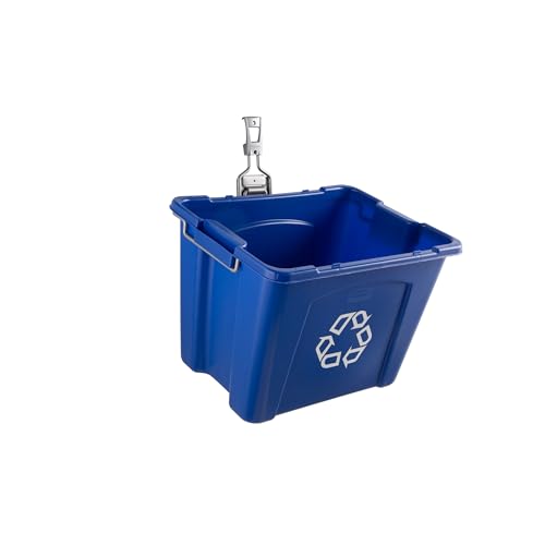 Rubbermaid Garage Fasttrack Recycling Bin Wall Mounted Recycling System Holds up to 50 pounds Blue/Satin Nickel for Home/Garage - style: Recycling Bin