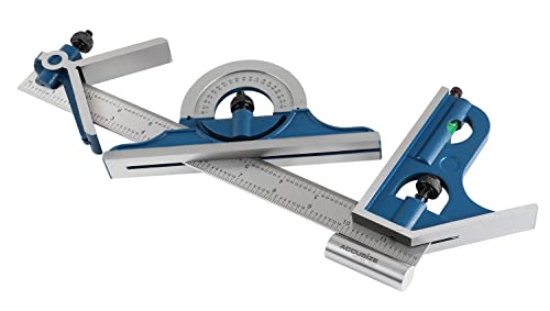 Accusize Industrial Tools 12'' 4 Combination Square Ruler Set Protractor Satin, 4-R Graduation, 0000-8101 - size: 12" 4R