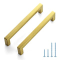 JOY DECOR Gold Cabinet Handles Square Cabinet Pulls, 6-1/4 Inch CC, 10 Pack - size: 6-1/4 Inch Hole Center