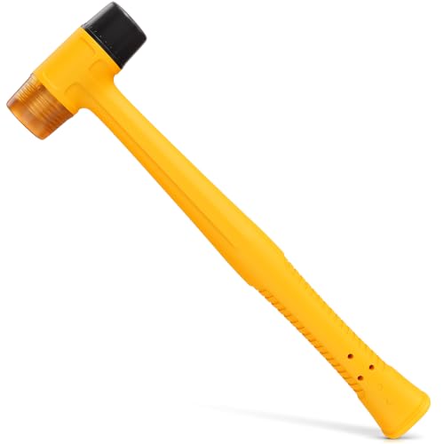 Small Rubber Mallet Hammer 1", 25mm Two Sided Head, 9.8 Inch Handle - color: Yellow