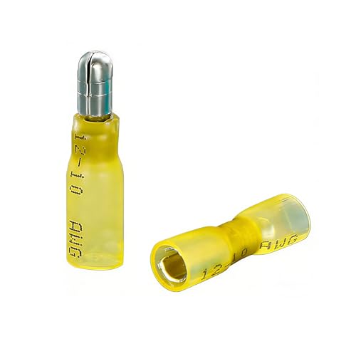 200PCS Heat Shrink Bullet Connectors, Bullet Terminals, Female and Male Crimp Connectors for Watercraft, Electronics, Automotive AWG12-10-Yellow - color: Yellow AWG12-10