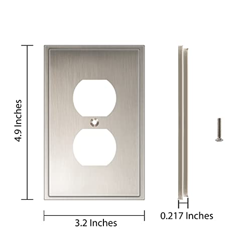 Henne Bery Soft Modern Decorative Wall Plate Switch Plate Outlet Cover (Single Duplex 2PK, Satin Nickel) - style: Single Duplex 2PK