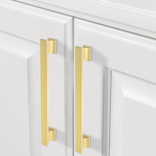 COTYKILEY 10 Pack 6-1/4 Inch(160mm) Brushed Gold Cabinet Handles Gold Kitchen Cabinet Pulls Cabinet Door Handles Kitchen Cabinet Hardware - color: Brushed Gold, size: 6-1/4" Hole Center（160MM）
