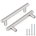Probrico 5 Pack|3-1/2 Inch Modern Cabinet Pulls Satin Nickel, Stainless Steel Cabinet Handles Drawer Dresser Pull for Kitchen Cupboard Wardrobe Closet Vanity, 6 Inch Total Length - color: Brushed Nickel, size: hole center 3-1/2"
