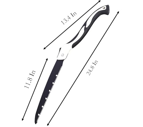Folding Saw with Rubber Handle, 24.8 Inch Manganese Steel SK-5 Blade Pruning Saw for Hunting, Gardening, Camping and Trimming (blade 29cm) - size: blade 29cm