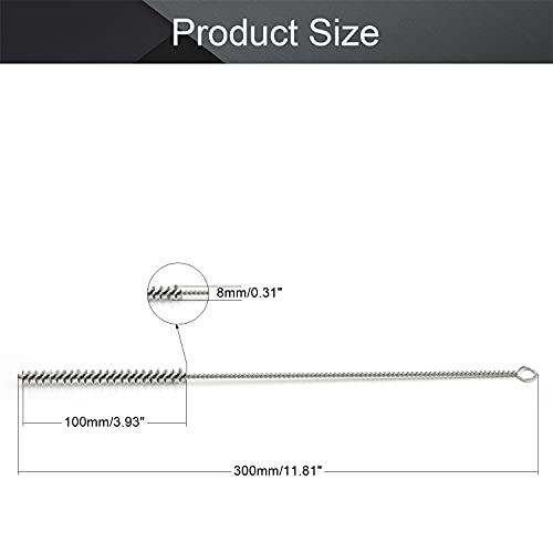 Utoolmart Steel Wire Cleaning Brush, Spiral Power Tube Brush, Steel Wire Tube Brush Cleaning Tool, Tube Bottle Brush, 0.3-inch Diameter 12-inch Length, 2pcs - color: 2pcs, size: 0.8cm