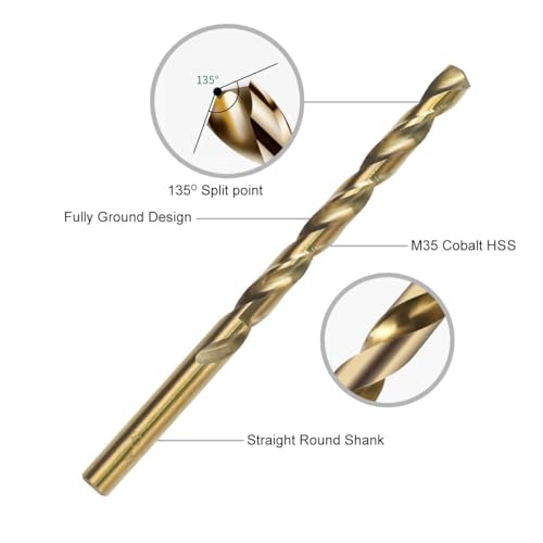 GMTOOLS 11/32 inch Cobalt Drill Bits, M35 HSS, 135 Degree Tip, Jobber Length Twist Drill Bit Set for Hard Metal, Stainless Steel, Cast Iron, Wood and Plastic, with Storage Case, Pack of 3 - style: M35-11/32-3PCS