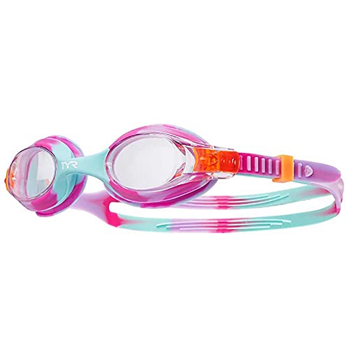 TYR Kids' Swimple Goggles - Colorful Swim Goggles for Beginners - color: Clear/Pink/Mint