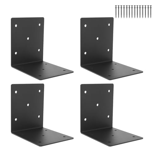 4 PCS Heavy Duty Steel Corner Brackets,6"x6"x5"L Right Angle Bracket - style: 7 Shape (6X6X5)