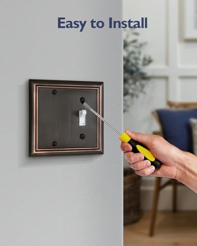 Switch Plates Outlet Covers, 1-Pack Metal Wall Plate, Aged Bronze - color: Aged Bronze, size: 1 Toggle/1 Blank 1PK