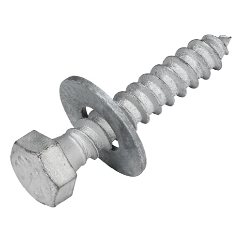 3/8 x 2 (50 Pack) Lag Screw Kit, 50 Screws and 50 washers, Hot Dip Galvanized, Meets ASME B18.2.1 Industrial/Commercial Grade by Makers Bolt - size: 3/8 x 2