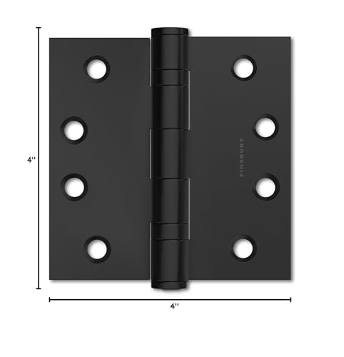 Door Hinge Ball Bearing 4 x 4 Inches Solid 304 Steel Durable Heavy Duty Machined NRP Architectural Grade Mortise Hinges - Set of 2 Matte Black Door Hinges (Flat Black)