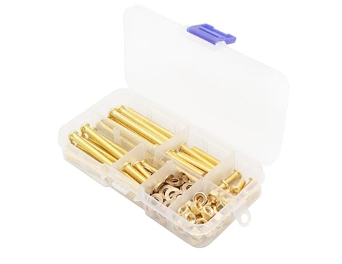 LBY 130pcs Machine Screws Assortment Kit, M5 Phillips Pan Head Bolts, 5 Sizes (with Nuts and Flat Washers), Copper (Yellow) - size: M5