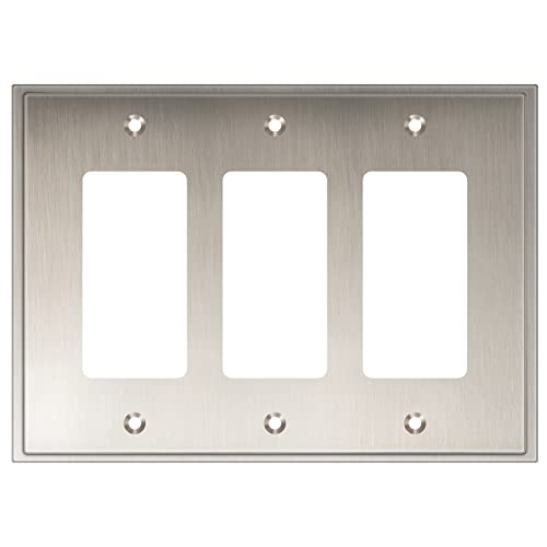 Henne Bery Soft Modern Decorative Wall Plate Switch Plate Outlet Cover (Triple Decorator, Satin Nickel) - style: Triple Decorator