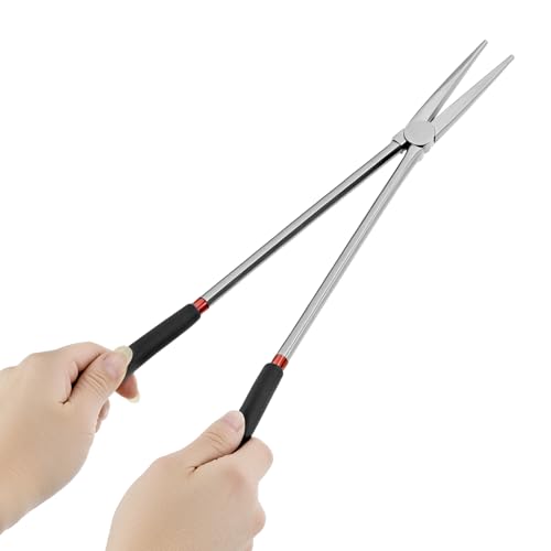 QWORK Straight Long Needle Nose Pliers, 16 Inch Long Reach Needle Nose Pliers, Straight & Bent Jaw Plier Set with Non-Slip Handles for Narrow Spaces & Precision Work