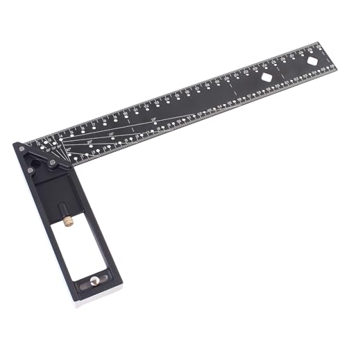 Woodworking Square Ruler, Precision 45/90 Degree Right Angle Ruler, Combination Square with Retractable Ledge and Scribe Mark Pin, Machinist Square Layout Tool for Framing, Marking, DIY